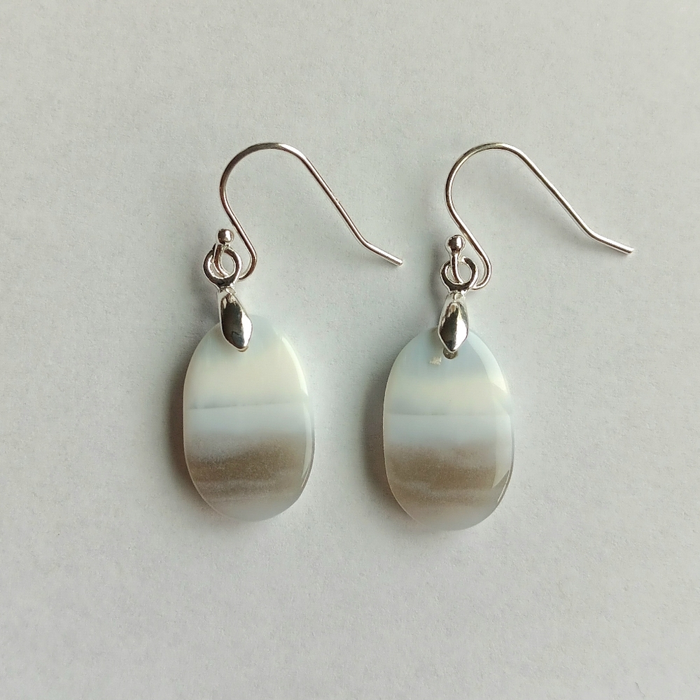 Blue Opal Gemstone Earrings with 925 Sterling Silver Findings